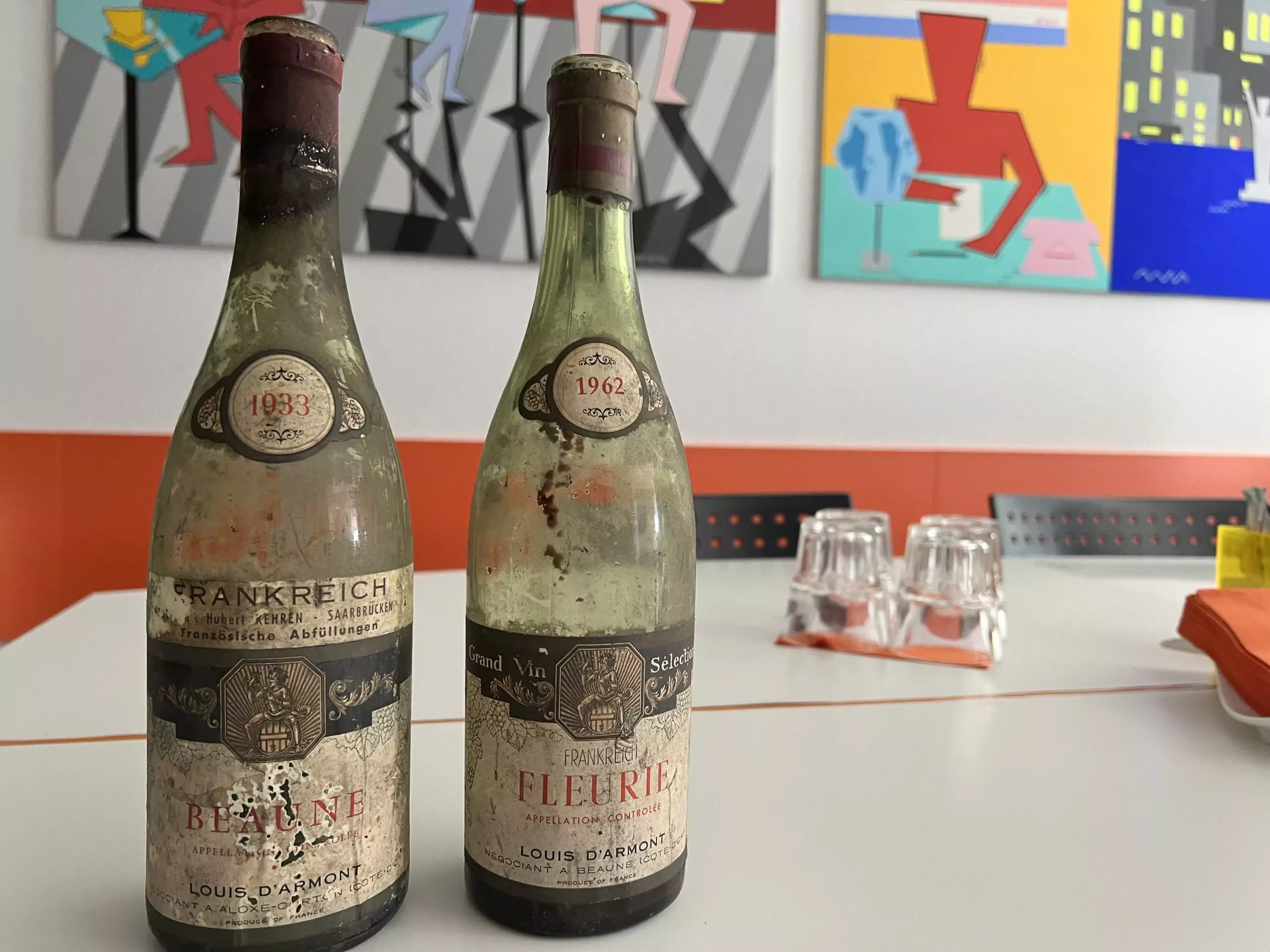 Mehr über den Artikel erfahren Beaune 1933 und Fleurie 1962, Abfüllung Louis d’Armont